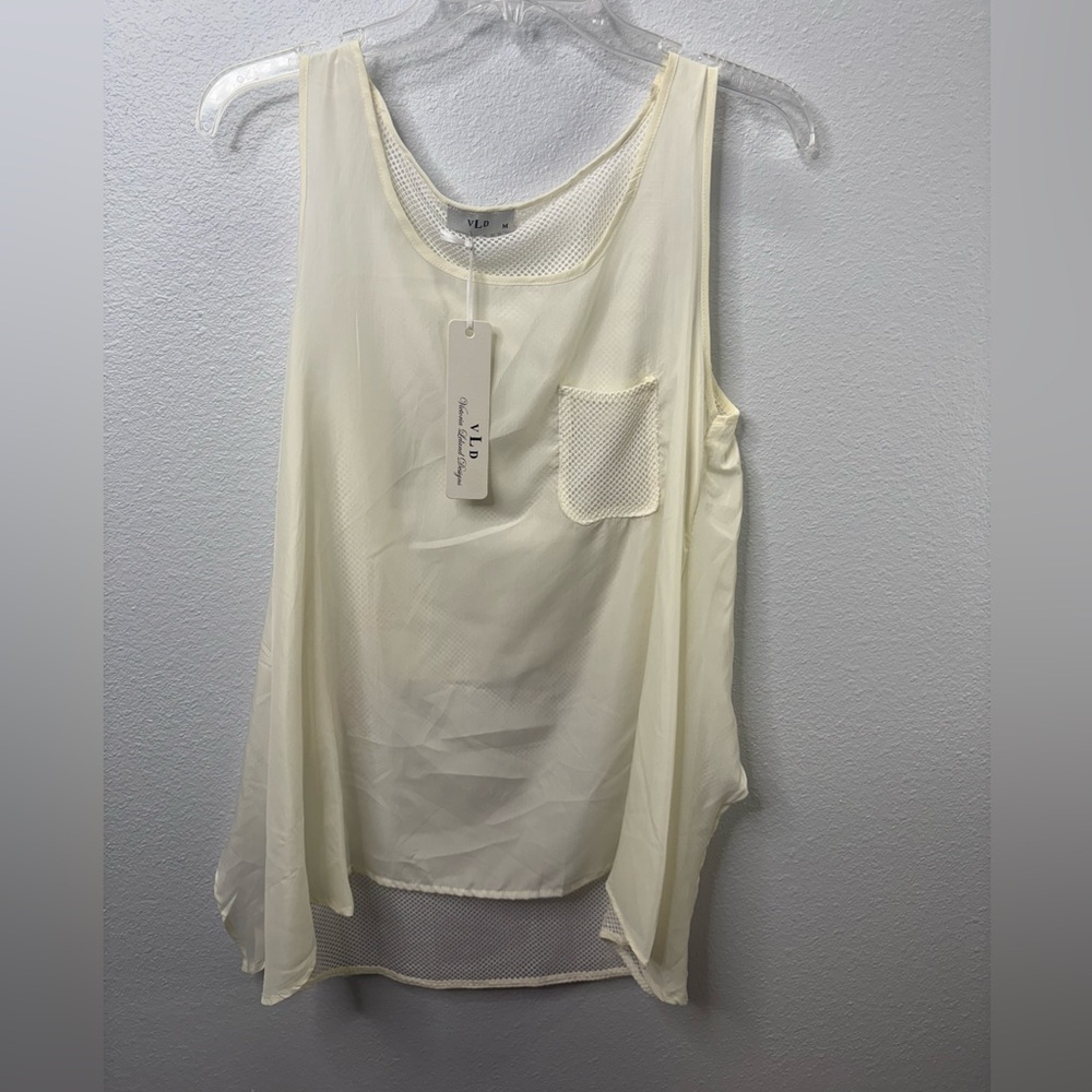 VLD Sheer White Tank Top size Medium NWT